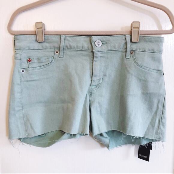 Hudson Jeans Pants - Hudson Wild Green Denim Amber Fray Hem Shorts
